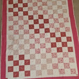 Pink and White Patchwork Crib Comforter